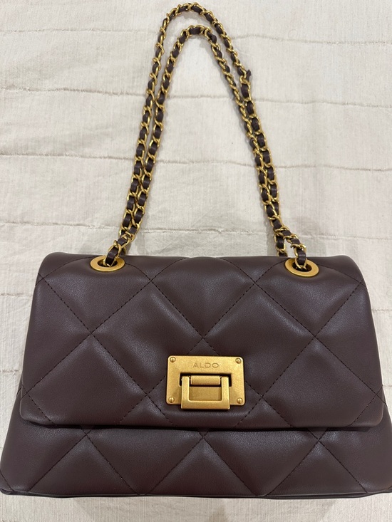Aldo Handbags - ALDO Quilted Dark Brown Shoulder Bag with Gold Chain New without tags